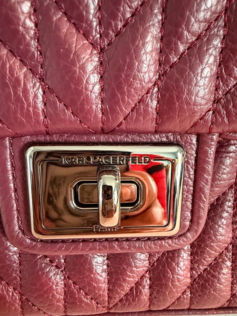 KARL LAGERFELD PARIS Agyness Medium Convertible Shoulder Plum Bag - Picture 3 of 12